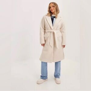 VERO MODA CURVE Garbo Belted Long Coat in Oatmeal Nordstrom Size 18 NWT